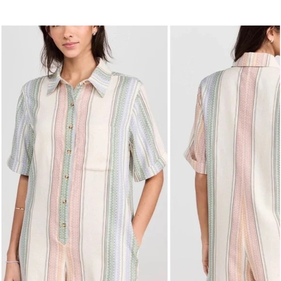 FREE PEOPLE Summer Heat Linen Romper Small - Picture 3 of 4